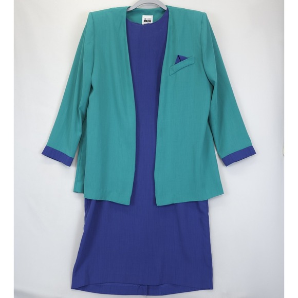 Leslie Fay Dresses & Skirts - Leslie Fay Dress & Open Jacket 2 Pcs Set Women 12 Career Work Vintage Inspired